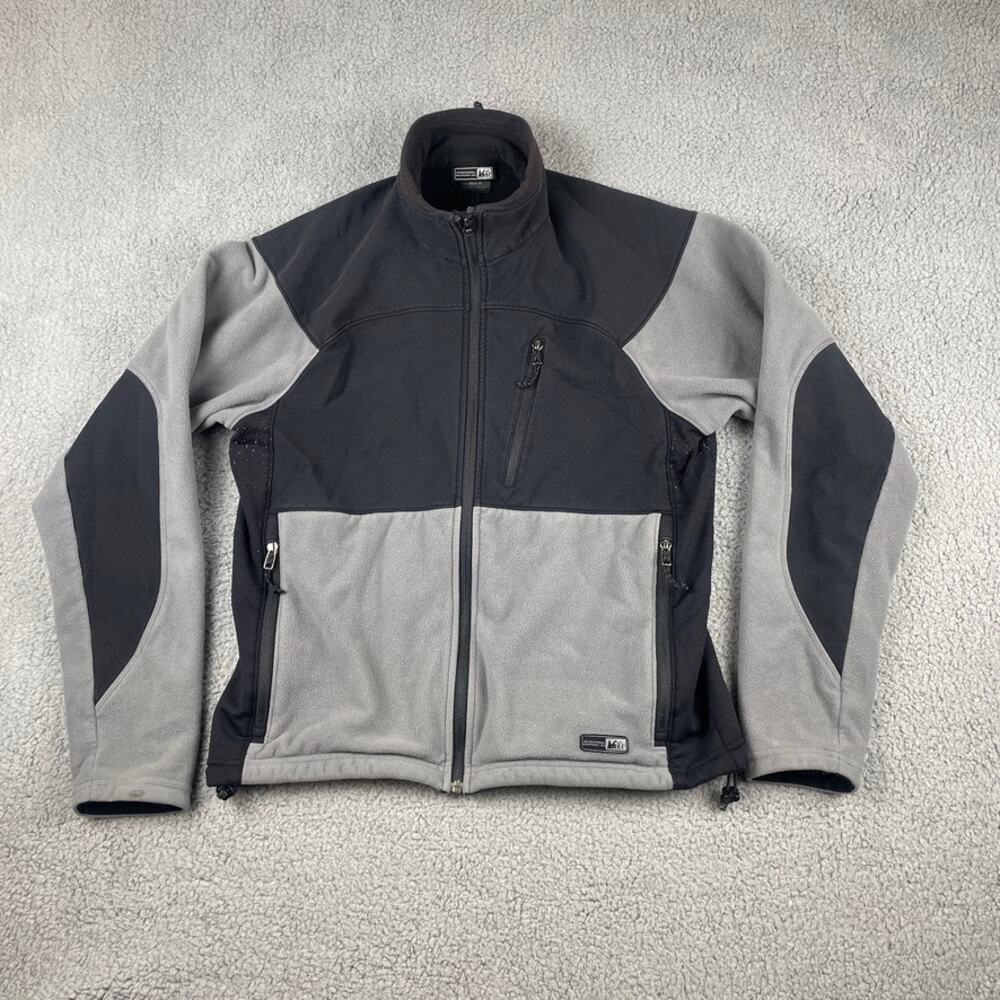 REI Men's Medium Gray Black Black WInd Pro Full Zip Long Sleeve Jacket